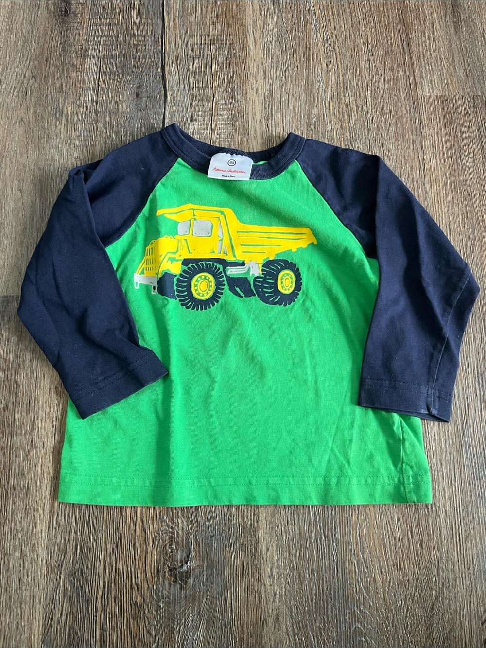 Hanna Andersson Truck Long Sleeve Shirt - Green - Blue - Size 80 / 18 months